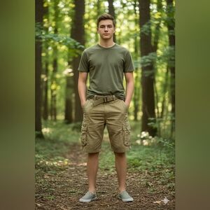 $48 Men's Raw X Jeans X-Ray Mens Belted Double Pocket Cargo Short